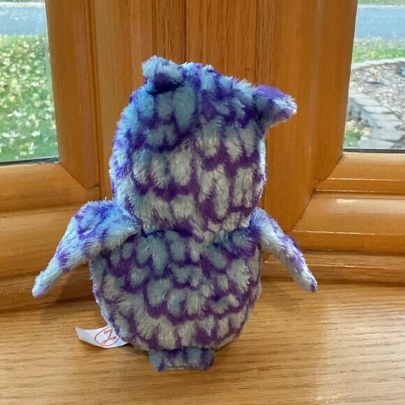 Adorable Plush Owl Stuffed Animal Toy For Kids Blue & Purple With Orange Feet - Picture 3 of 6